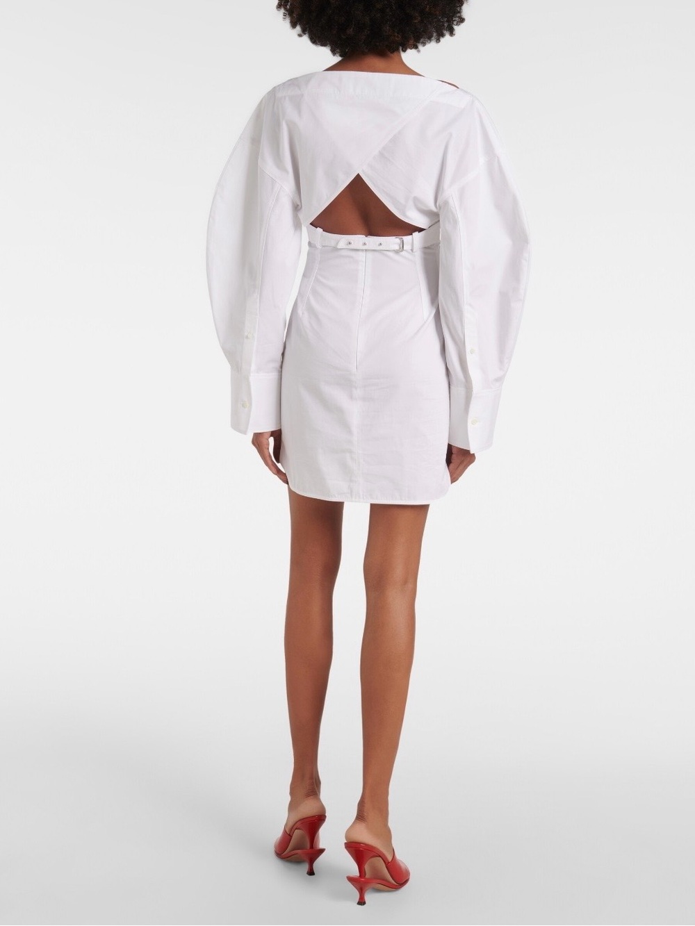 Jacquemus White Mini Dress with Balloon Sleeves